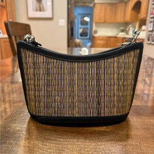 Straw Purse with Black Trim
